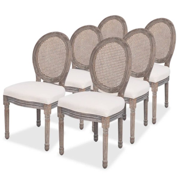 Dining room chairs, 6 pcs., cream color, fabric