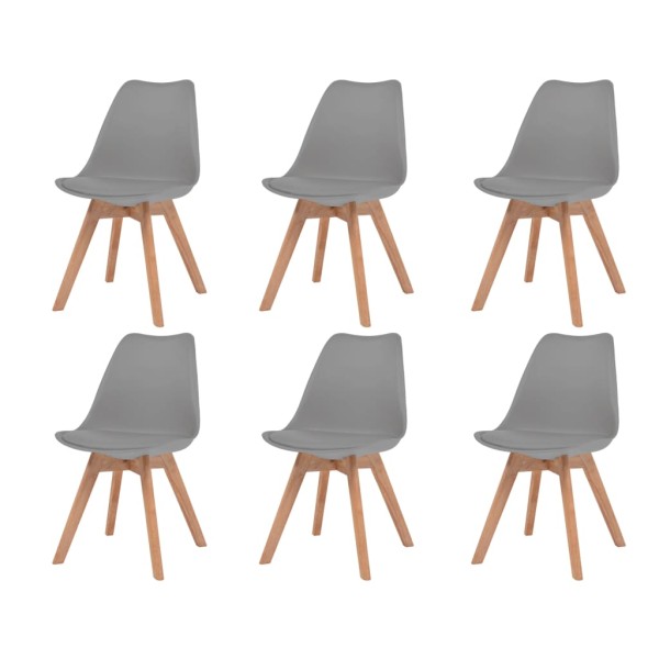 Dining room chairs, 6 pcs., gray, plastic