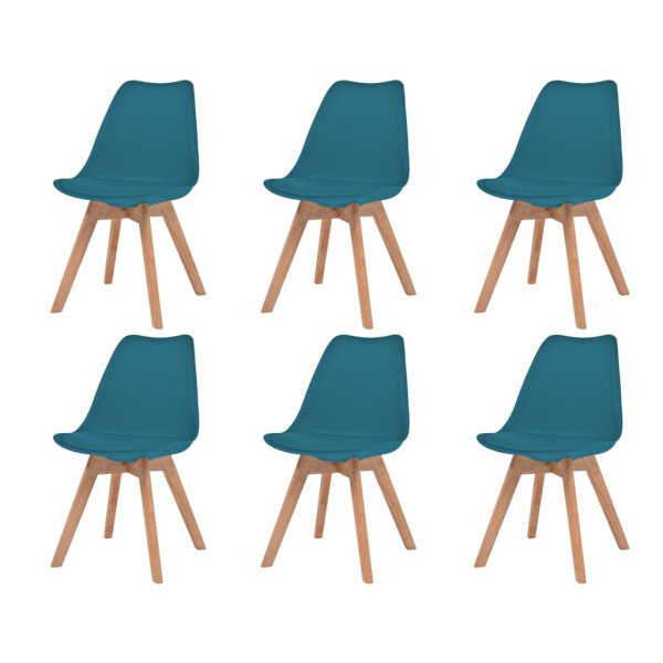 Dining room chairs, 6 pcs., turquoise, plastic