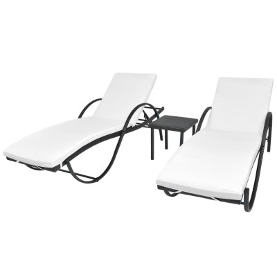Sunbeds with table, 2 pcs.,...