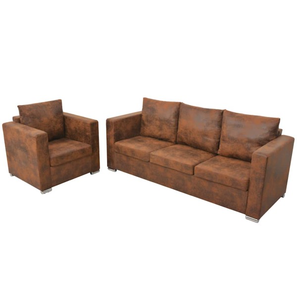 Sofa set, 2d, artificial suede leather