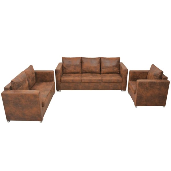 Sofa set, 3d., work. suede leather