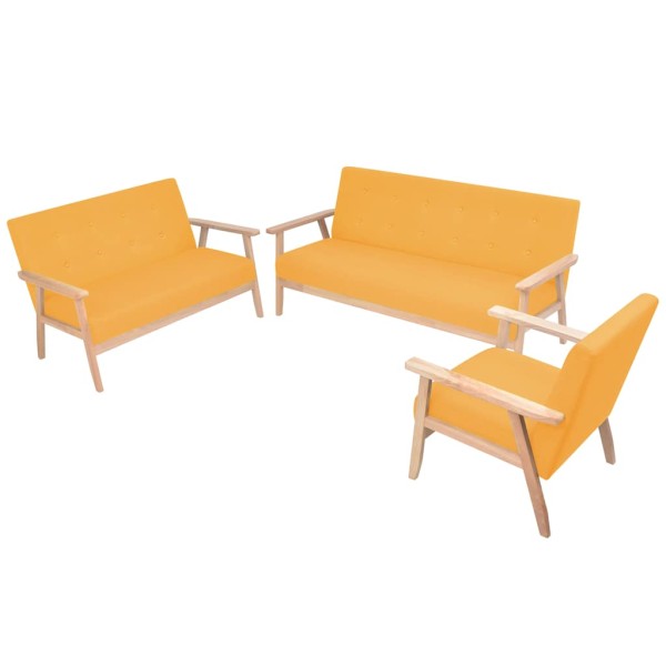 Sofa set, 3 parts, fabric, yellow color