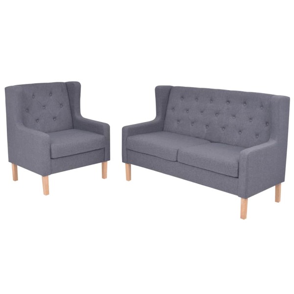 Sofa set, 2 pcs., fabric, gray