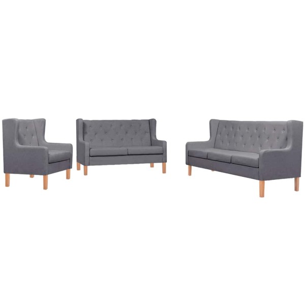 Sofa set, 2 pcs., fabric, gray
