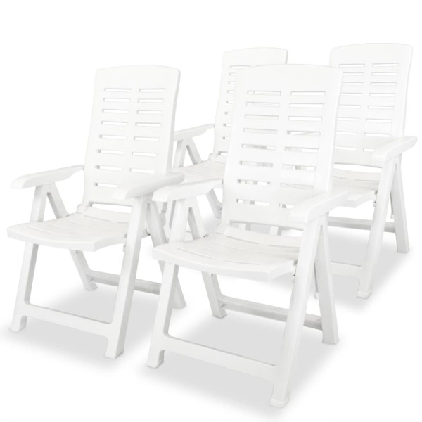 Reclining garden chairs, 4 pcs., plastic, white sp.
