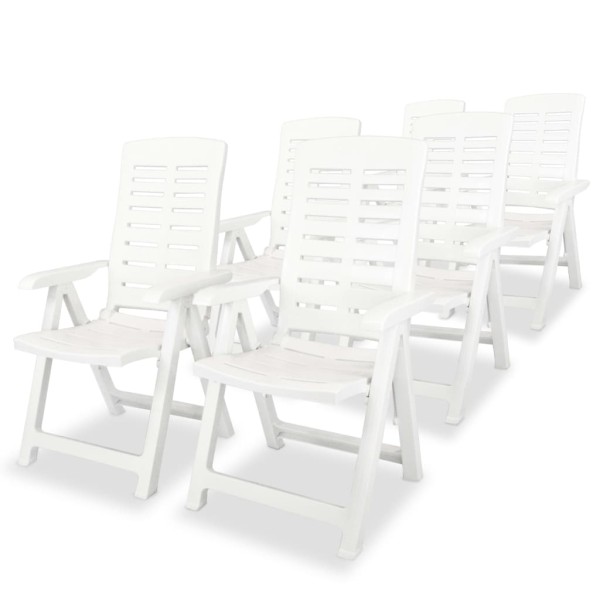 Reclining garden chairs, 6 pcs., plastic, white sp.