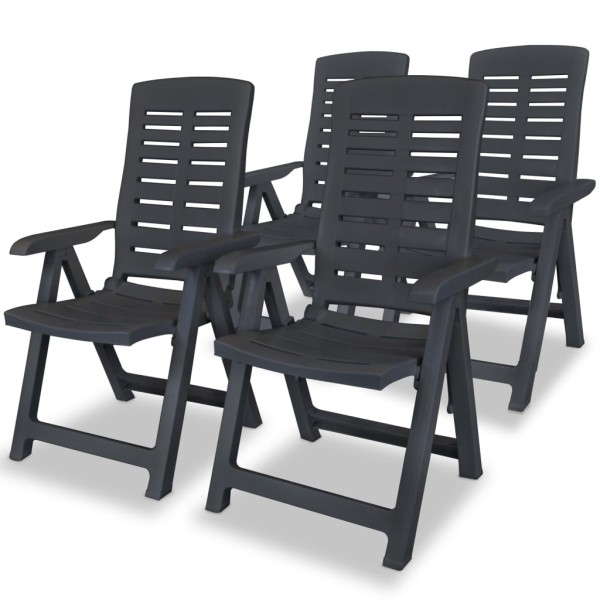 Reclining garden chairs, 4 pcs., plastic, gray sp.