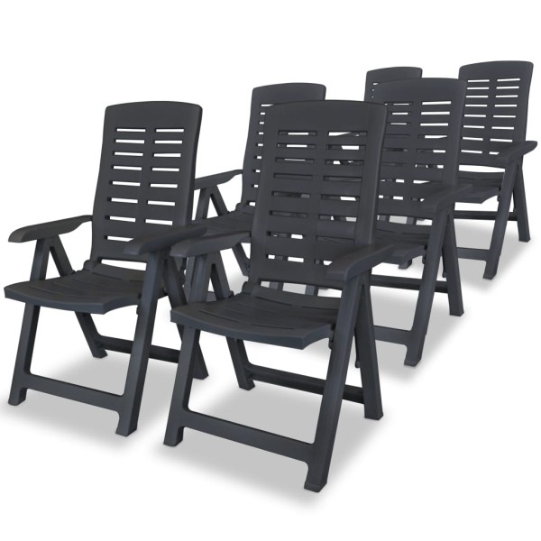 Reclining garden chairs, 6 pcs., plastic, gray sp.