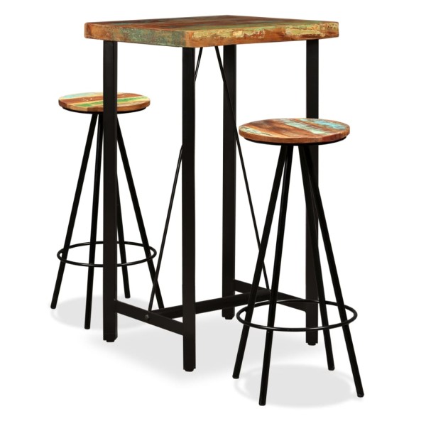 Bar set, 3d, solid reclaimed wood