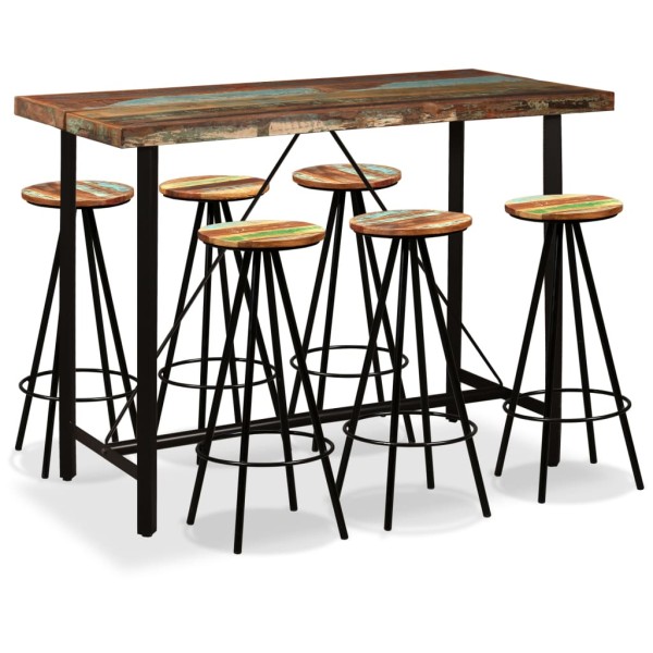 Bar set, 7d., solid recycled wood