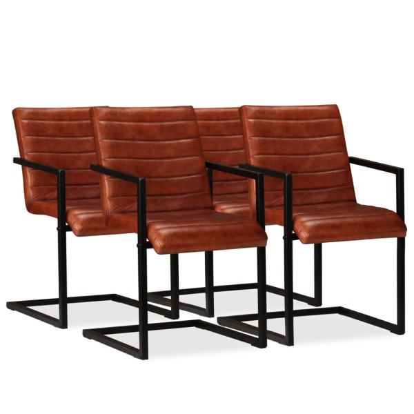 Dining room chairs, 4 pcs., brown, genuine leather