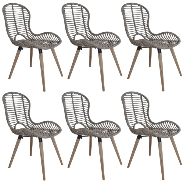 Dining room chairs, 6 pcs., brown color, natural rattan