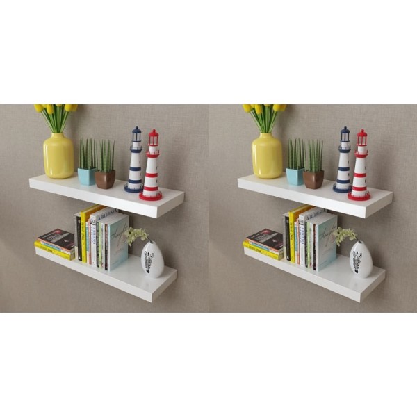 Wall shelves, 4 pcs., white, 60 cm