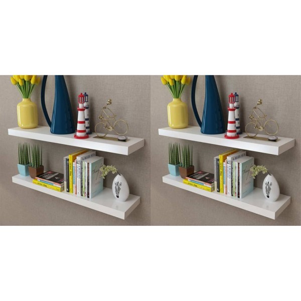 Wall shelves, 4 pcs., white, 80 cm