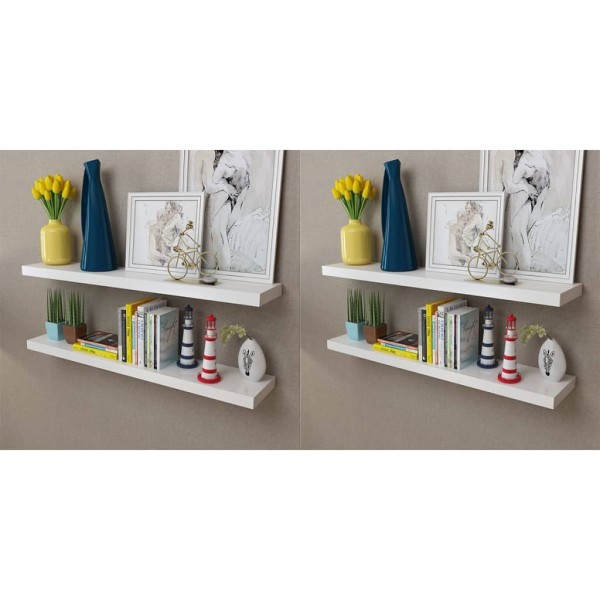 Wall shelves, 4 pcs., white, 100 cm