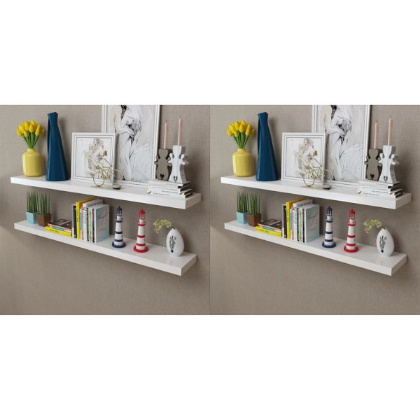 Wall shelves, 4 pcs., white, 120 cm