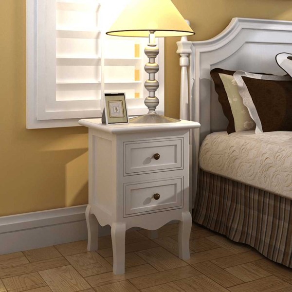 Bedside tables with 2 drawers, 4 pcs., white, MDF