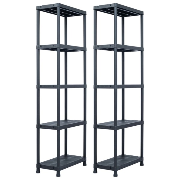 Storage shelves, 2 pcs., black, 60x30x180cm, plastic, 125kg