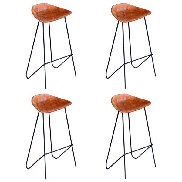 Bar stools, 4 pcs., brown color, real leather