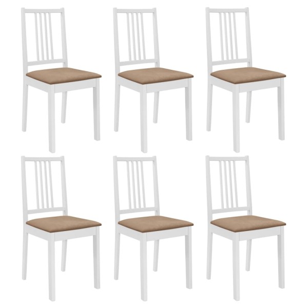 Dining chairs with pillows, 6 pcs., white. sp., solid wood