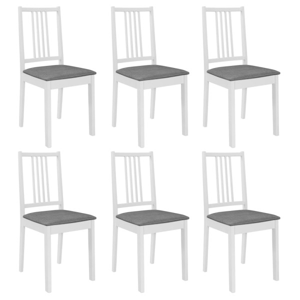 Dining chairs with pillows, 6 pcs., white. sp., solid wood