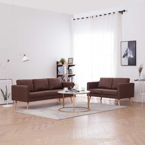 Sofa set, 2d., brown, fabric
