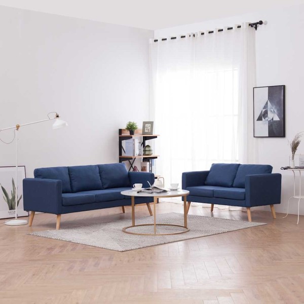 Sofa set, 2d., blue, fabric