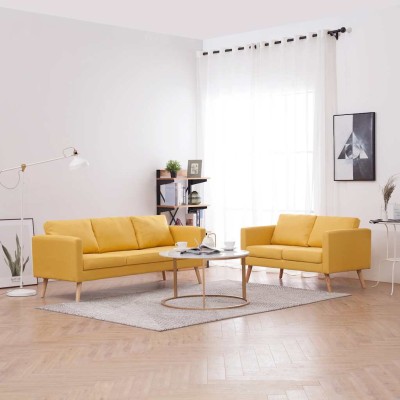 Sofa set, 2d., yellow, fabric