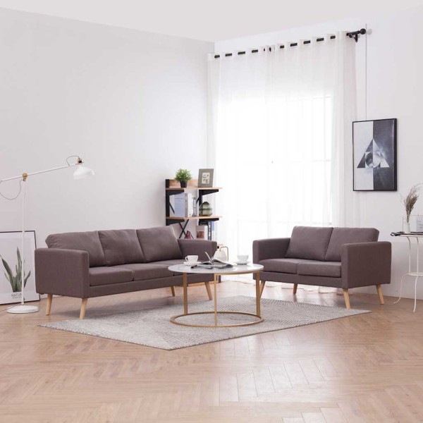 Sofa set, 2d., taupe sp., fabric