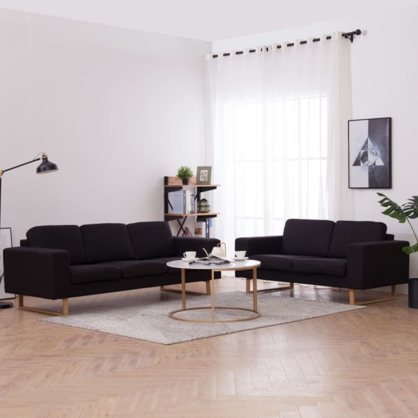 Sofa set, 2d., black, fabric
