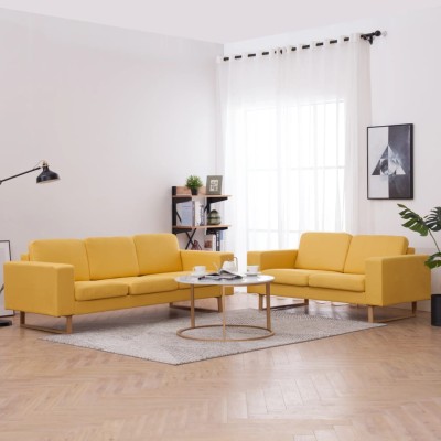 Sofa set, 2d., yellow, fabric