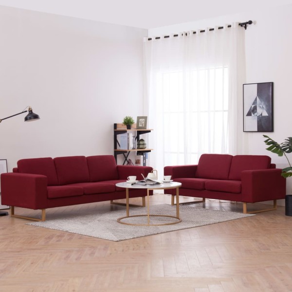 Sofa set, 2d., wine red. sp., cloth