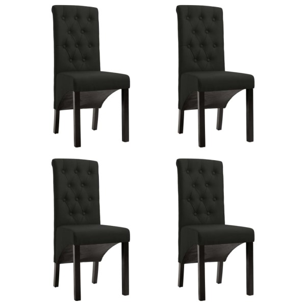 Dining room chairs, 4 pcs., black, fabric