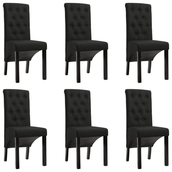 Dining room chairs, 6 pcs., black, fabric