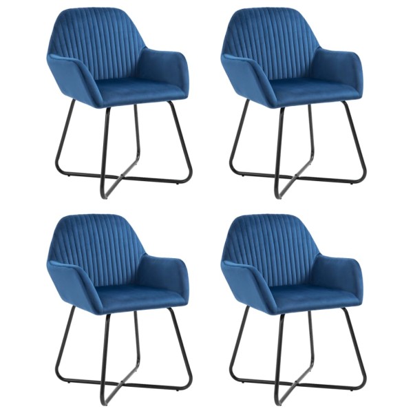 Dining room chairs, 4 pcs., blue, velvet