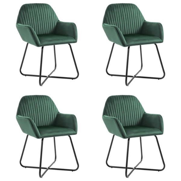 Dining room chairs, 4 pcs., green color, velvet