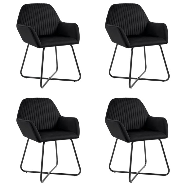 Dining room chairs, 4 pcs., black, velvet