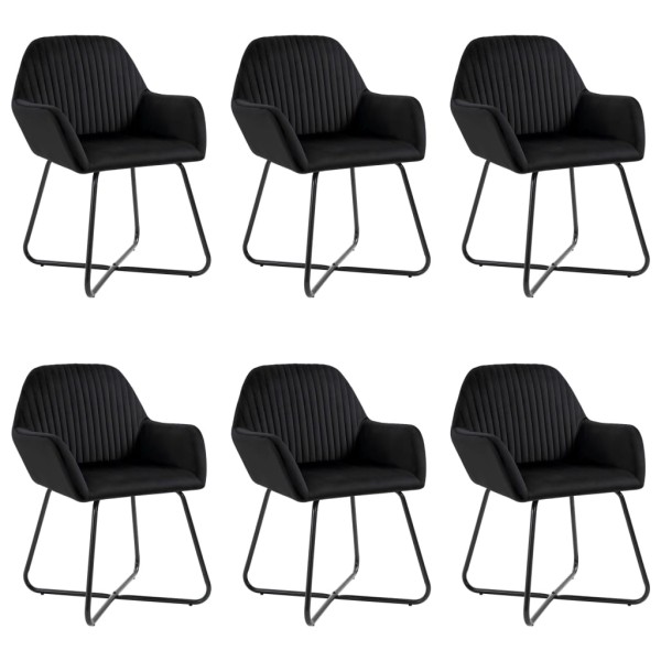 Dining room chairs, 6 pcs., black, velvet