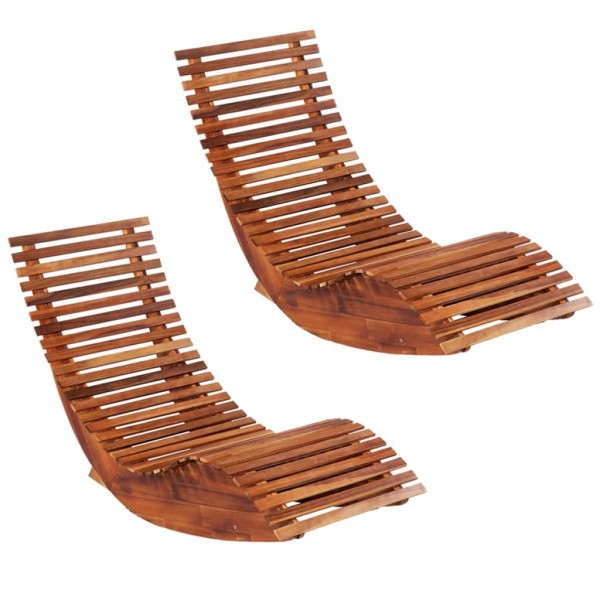Swinging sunbeds, 2 units, solid acacia wood