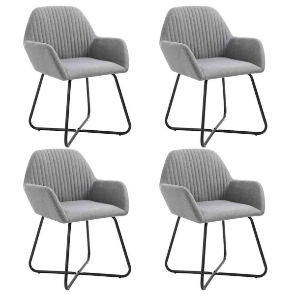 Dining room chairs, 4 pcs., light gray, fabric