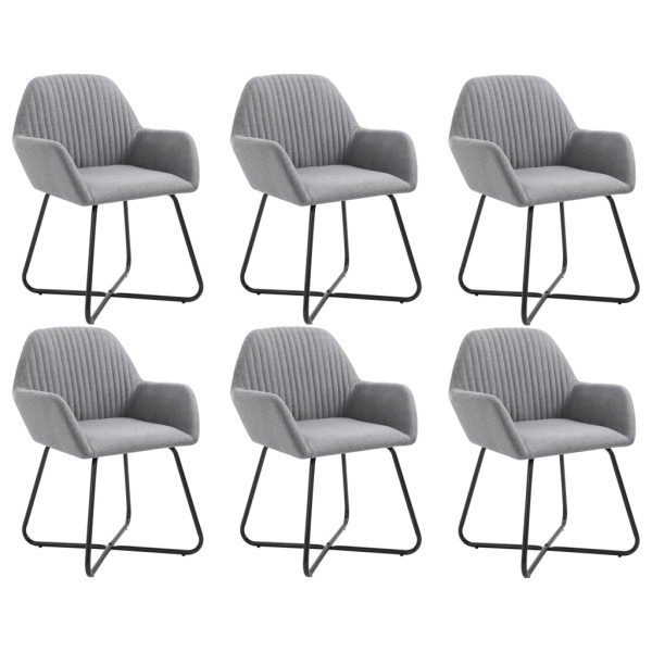 Dining room chairs, 6 pcs., light gray color, fabric