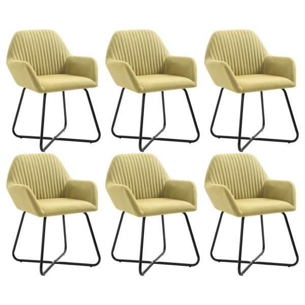Dining room chairs, 6 pcs., green, fabric