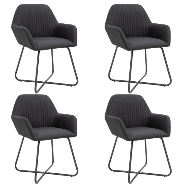 Dining room chairs, 4 pcs., black, fabric
