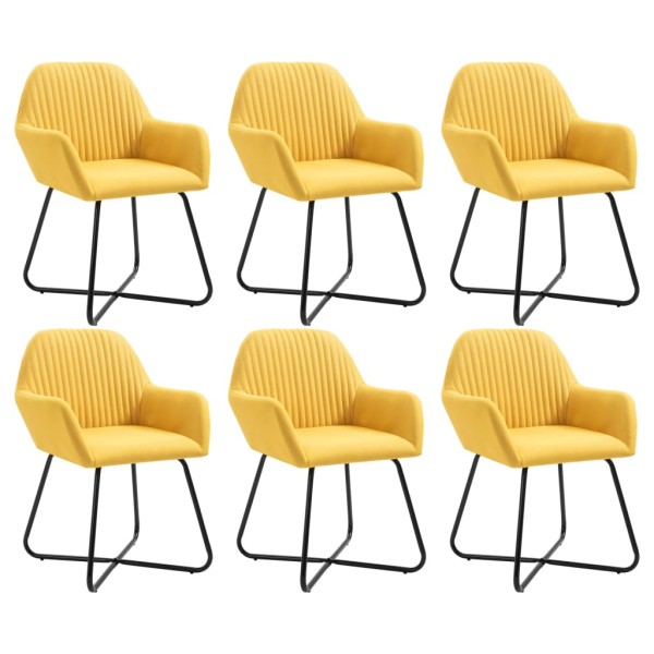 Dining room chairs, 6 pcs., yellow, fabric (3x249814)