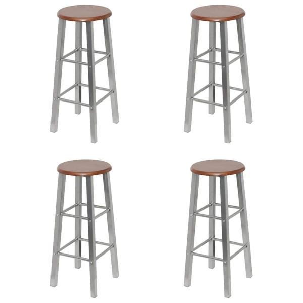 Bar stools, 4 pcs., silver and brown, MDF