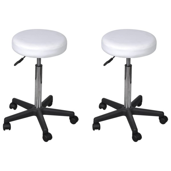 Office stools, 2 pcs., white, 35.5x84 cm, artificial leather