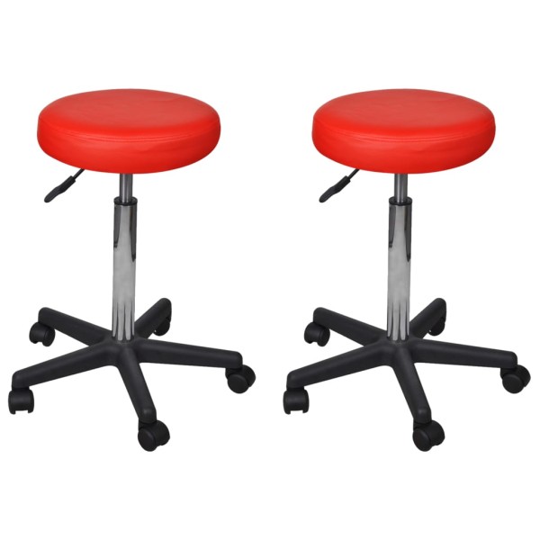 Office stools, 2 pcs., red, 35.5x84 cm, artificial leather