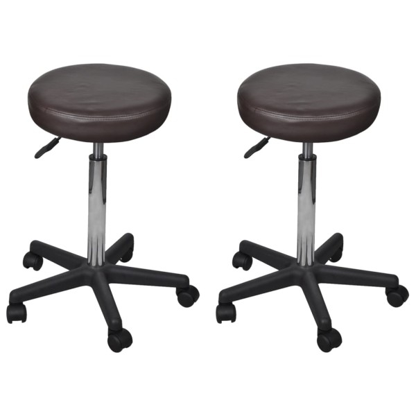 Office stools, 2 pcs., brown, 35.5x84 cm, artificial leather