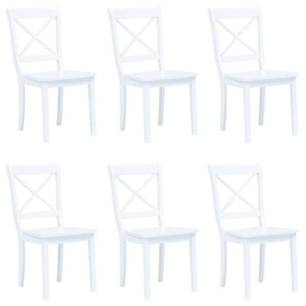 Dining room chairs, 6 pcs., white. sp., rubber tree wood. array